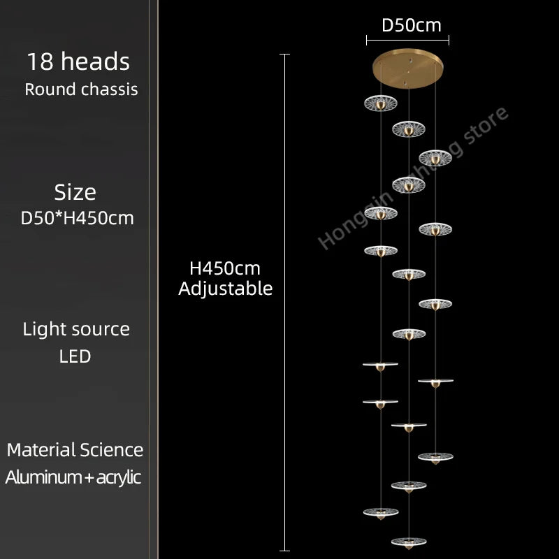 lustre moderne pour escalier design nordique simple et élégant - vue 8 sur 21