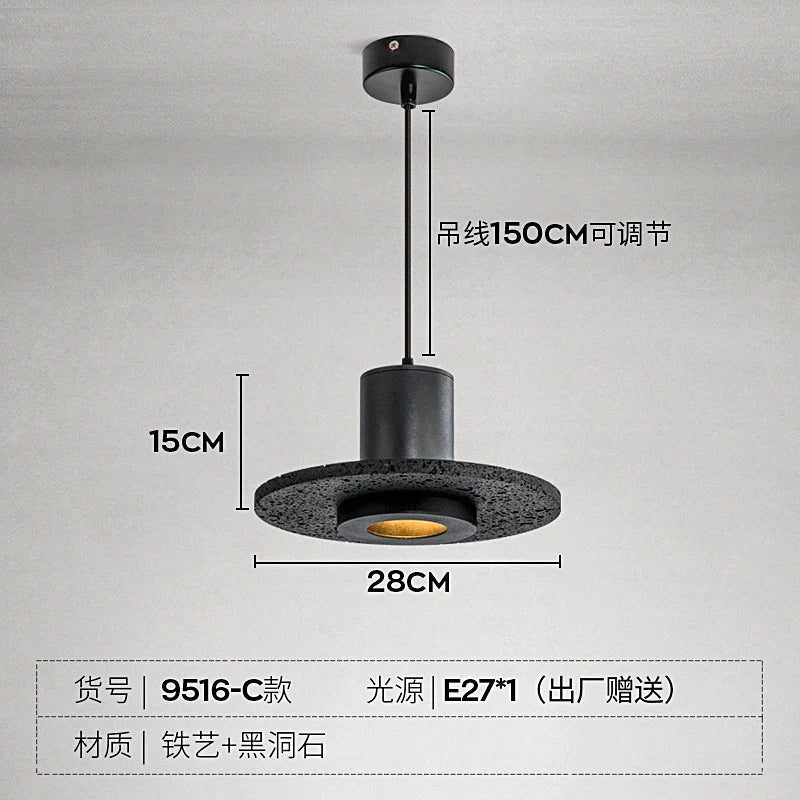 lampe suspendue moderne en pierre à trou noir idéale pour bar ou studio - vue 9 sur 9