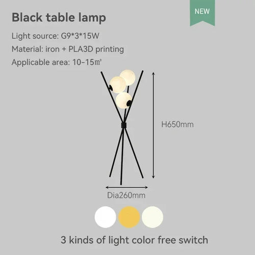 lampadaire led moderne boule de verre trépied lampe décorative - vue 9 sur 10