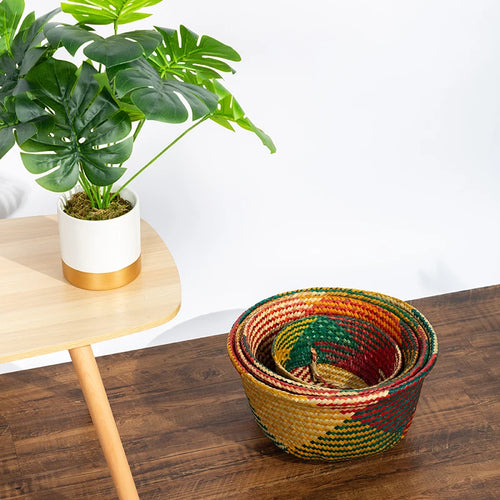 panier de rangement pliable en jonc de mer pour linge jouets et décoration - vue 7 sur 7
