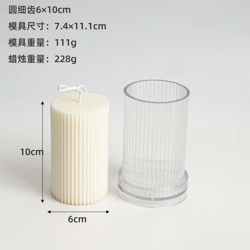 moule cylindrique à rayures pour fabrication de bougies en acrylique - vue 8 sur 14