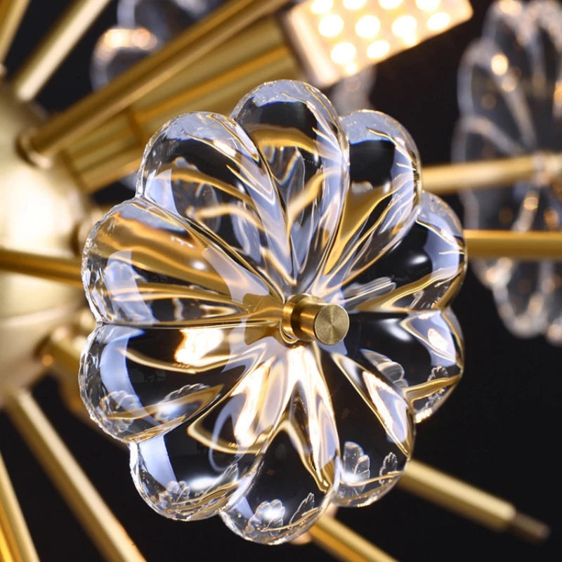 lustre cristal pissenlit cuivre suspension à led décorative - vue 6 sur 12