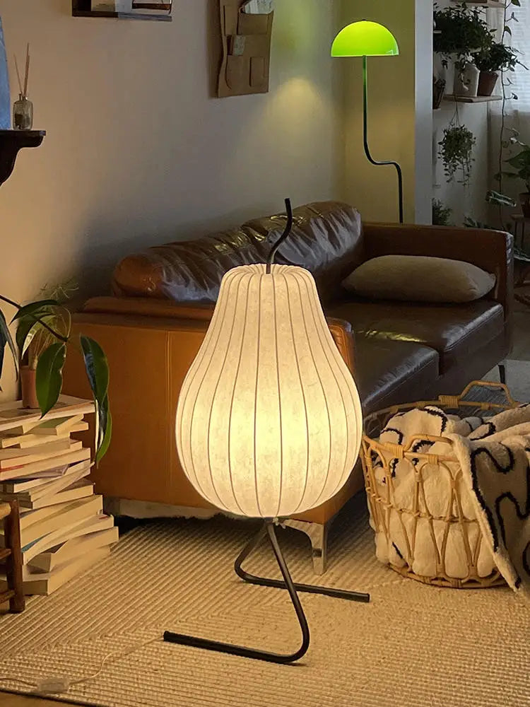 lampe de sol wabi sabi style japonais en soie décoration intérieure - vue 6 sur 8