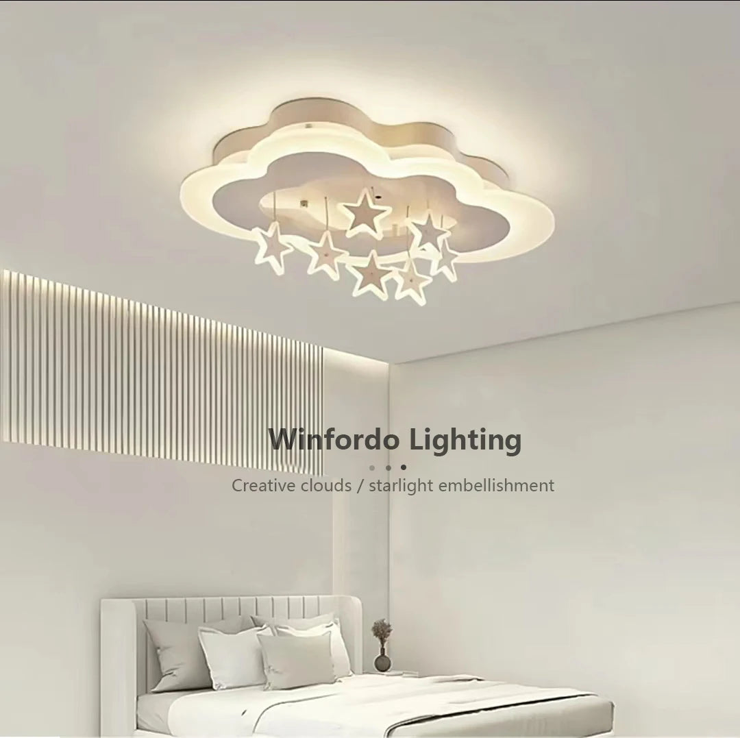plafonnier lumineux étoiles nuages pour chambre d'enfants - vue 1 sur 10
