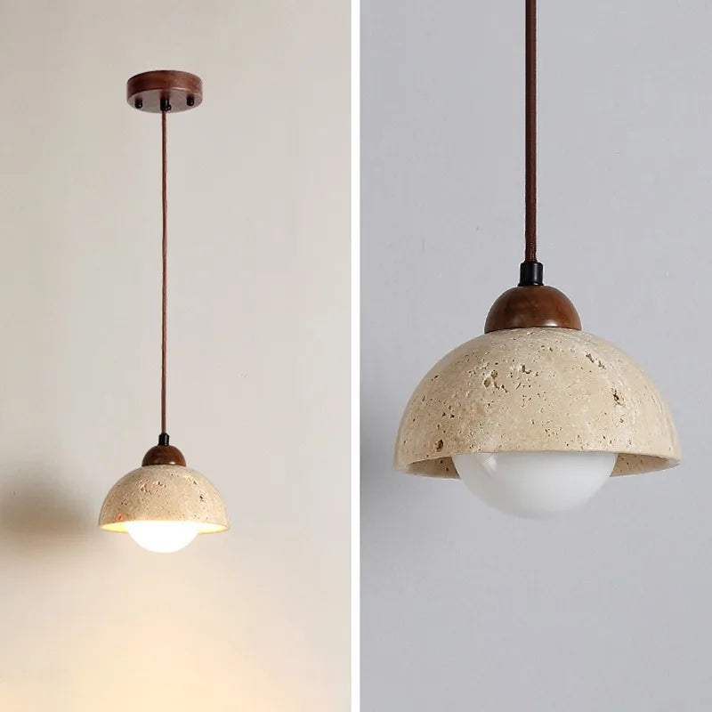 lustre en bois avec suspension et éclairage led - vue 3 sur 9