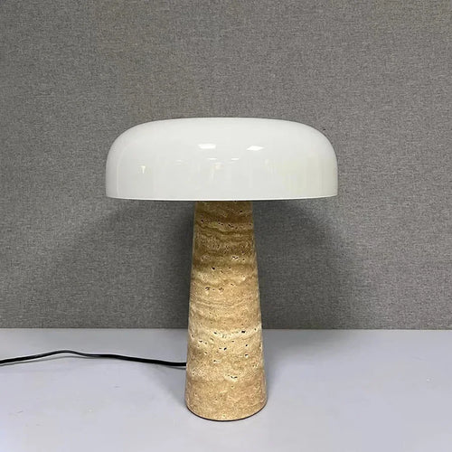 High Quality Cave Stone Desk Lamp White Glass Shade Table Light Fixture - vue 6 sur 7