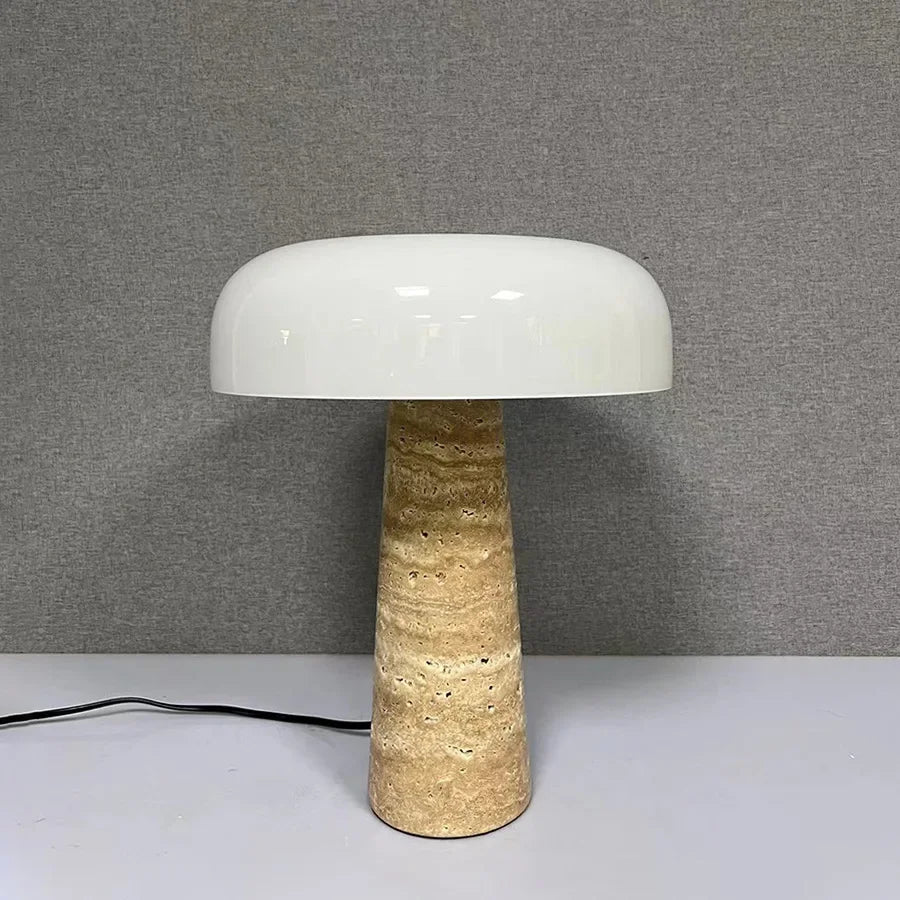 High Quality Cave Stone Desk Lamp White Glass Shade Table Light Fixture - vue 5 sur 7