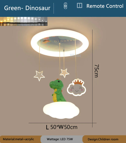 Lustre créatives pour chambre d'enfants rose vert dinosaure fille garçon enfants suspendus - vue 10 sur 9
