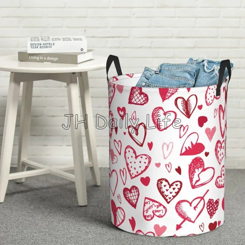 panier à linge pliable coeurs d'amour pour le rangement - vue 10 sur 12