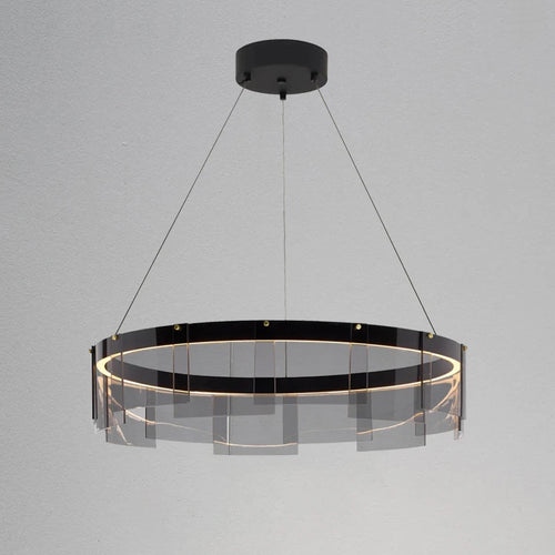 lustre moderne nordique en verre fumé led suspendu - vue 3 sur 9