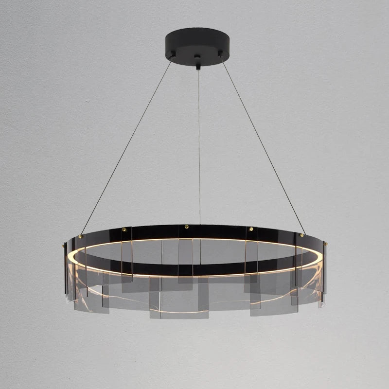 lustre moderne nordique en verre fumé led suspendu - vue 3 sur 9