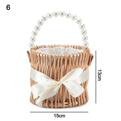 panier tressé en rotin demi-lune avec poignée robuste - vue 11 sur 13