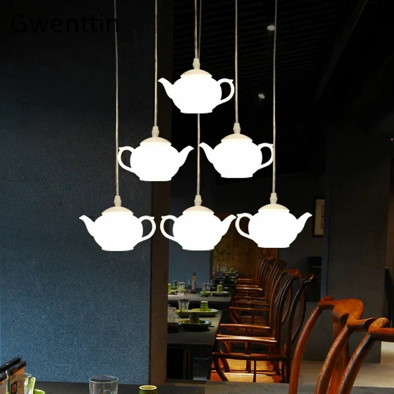 suspension théière moderne à led pour décoration intérieure nordique - vue 4 sur 7