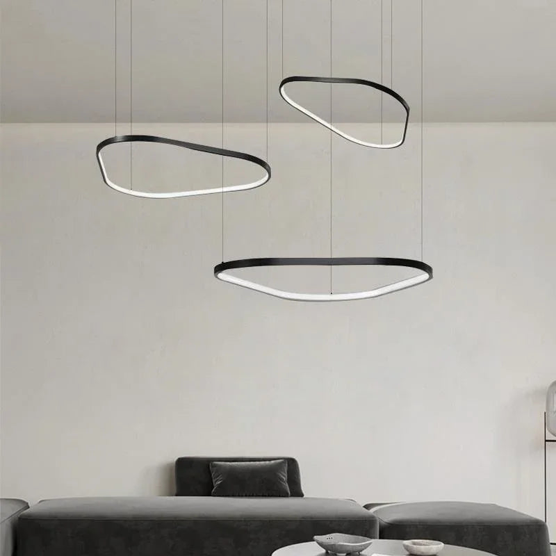 lustre Moderne noir irrégulier Led éclairage salon salle à manger nordique décor à la maison chambre - vue 4 sur 13