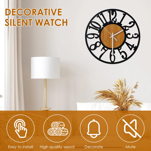 horloge murale silencieuse en fer avec chiffres arabes - vue 3 sur 7
