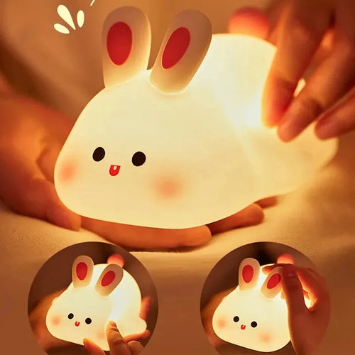 veilleuse led rechargeable usb en silicone animaux de bande dessinée - vue 3 sur 11
