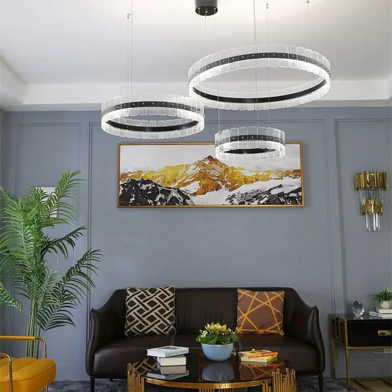 Italy Chandelier Acrylic Luxury Pendant Lamp LED Hanging Light  Living Dining Room Bedroom - vue 5 sur 14