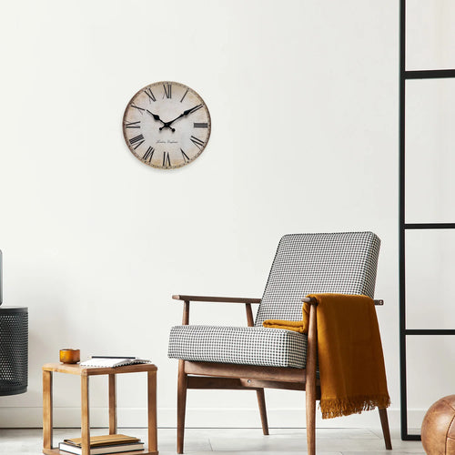 horloge murale en bois rétro à chiffres romains silencieuse et décorative - vue 7 sur 7