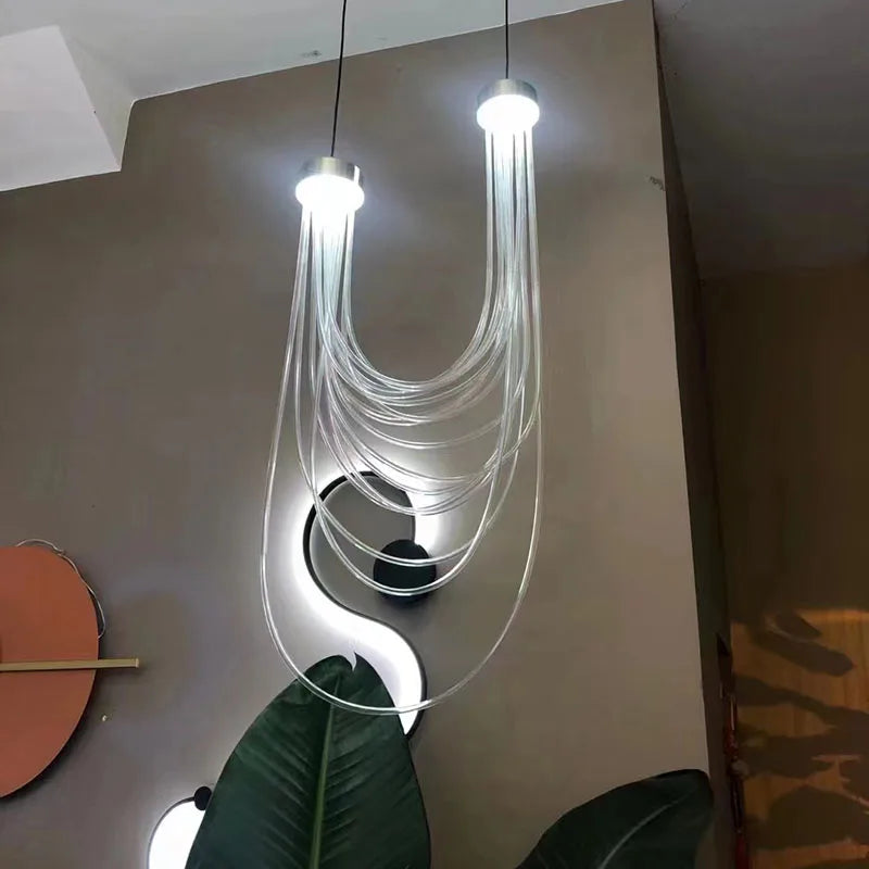suspension led lumière transparente acrylique 	 fil réglable - vue 5 sur 8