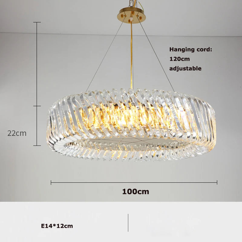 plafonnier moderne rond en cristal doré à led dimmable - vue 16 sur 16