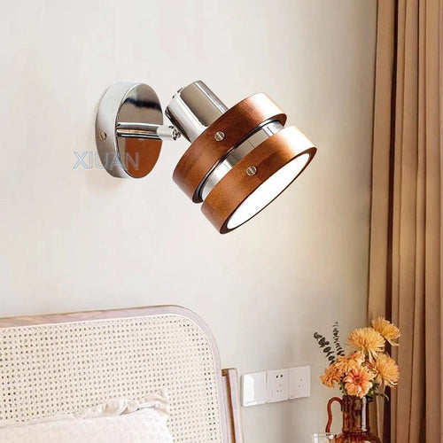 applique murale led bauhaus bois rétro pour lecture - vue 3 sur 8