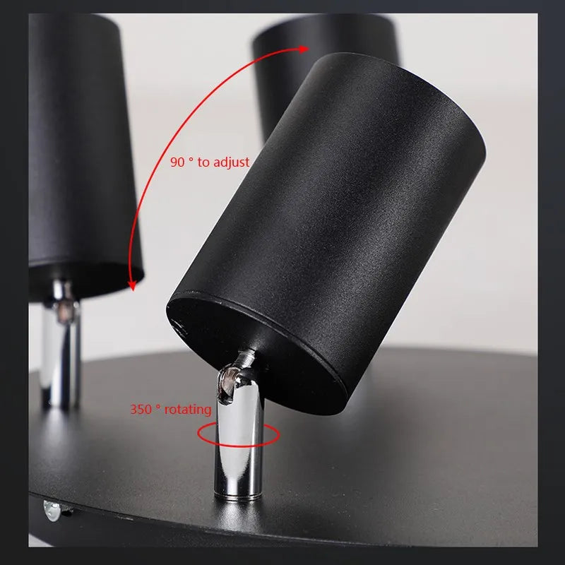 Plafonnier LED au design nordique rotatif à 3/5 têtes dorées - vue 6 sur 12