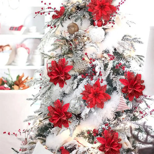 décoration suspendue fleur pailletée pour arbre de noël - vue 6 sur 34