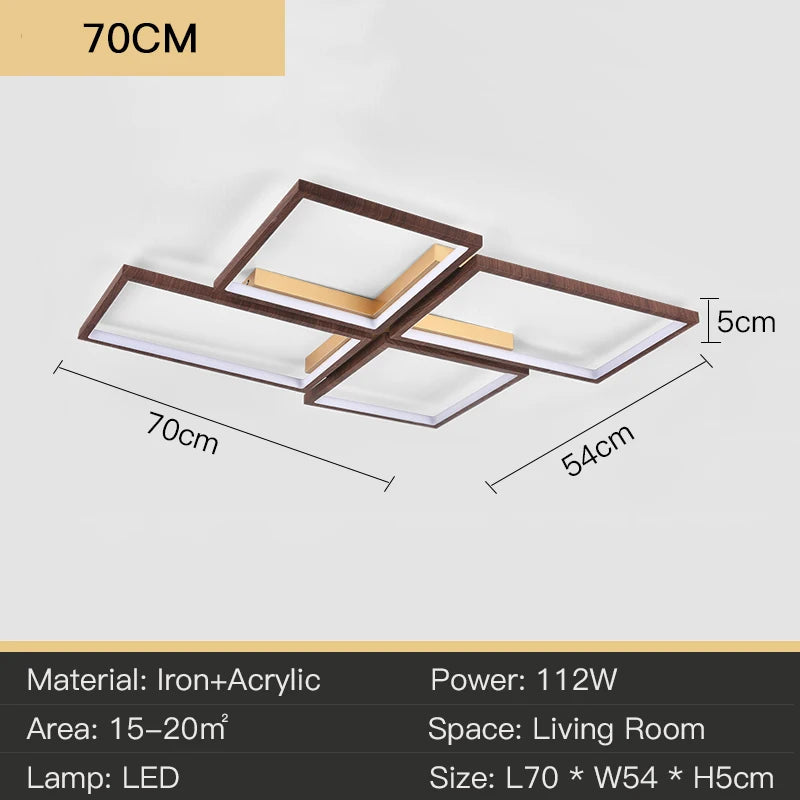 plafonnier led design moderne en métal et bois élégant - vue 9 sur 10