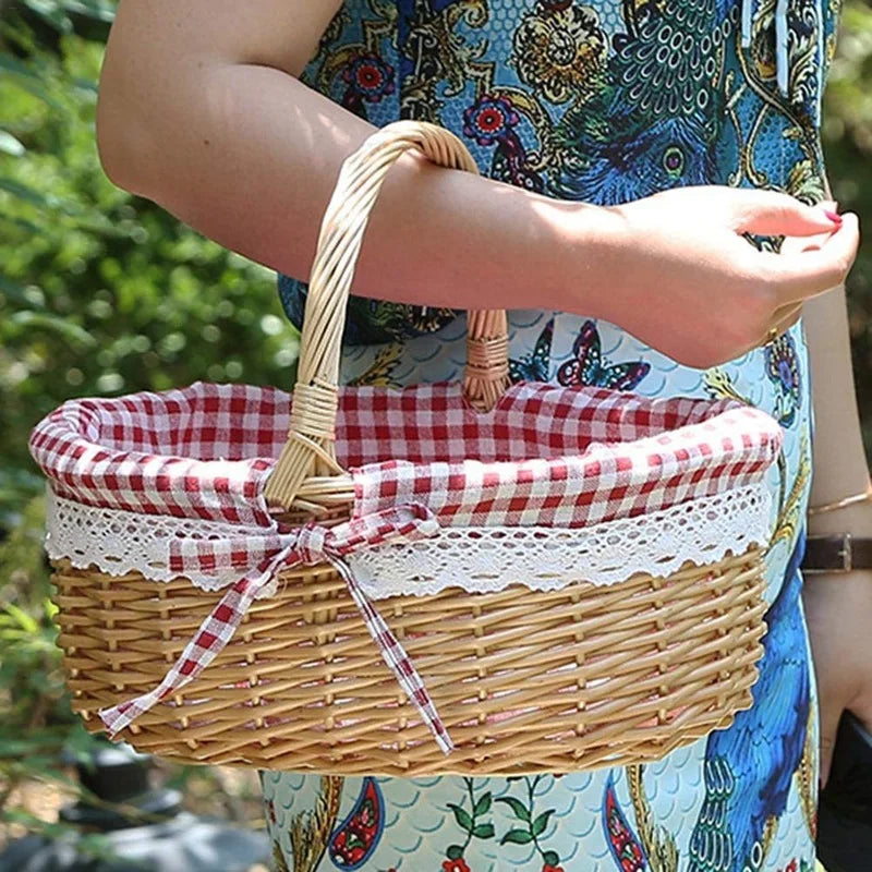 panier en osier ovale pour pique-nique mariage ou cadeau - vue 4 sur 7