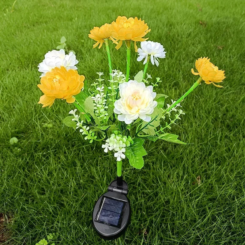 éclairage solaire en forme de rose pour jardin extérieur - vue 8 sur 11