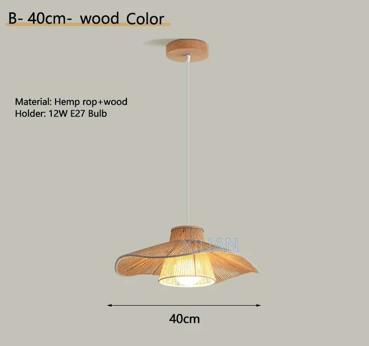 lustre suspendu wabi-sabi en corde de chanvre - vue 22 sur 24