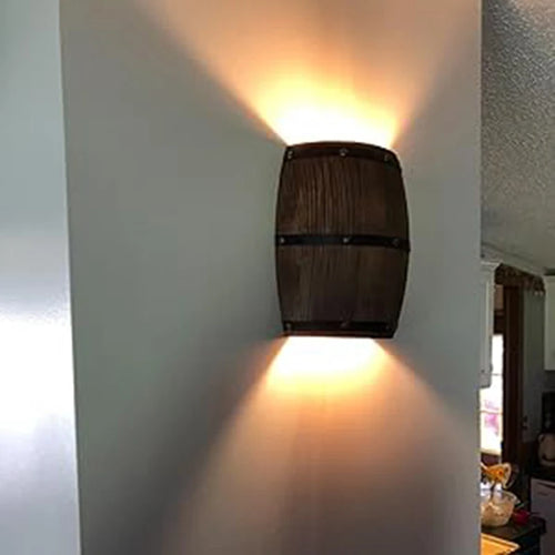 Appliques murales rétro en forme de tonneau en bois - vue 7 sur 8