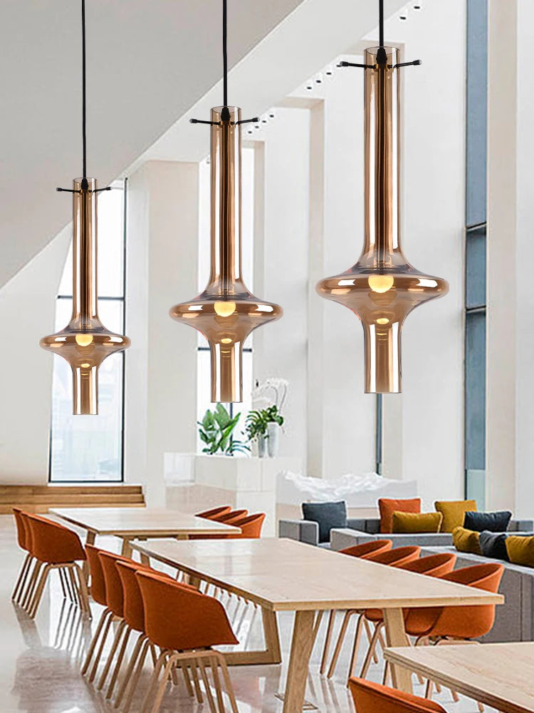 luminaire en verre avec joint en bambou design artistique pour divers espaces - vue 1 sur 12