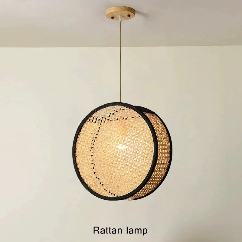 2024 Japanese style Quiet Wind Restaurant Bar, Restaurant Island, Homestay Bedhead Vine Weaving Art Pendant Light - vue 2 sur 9