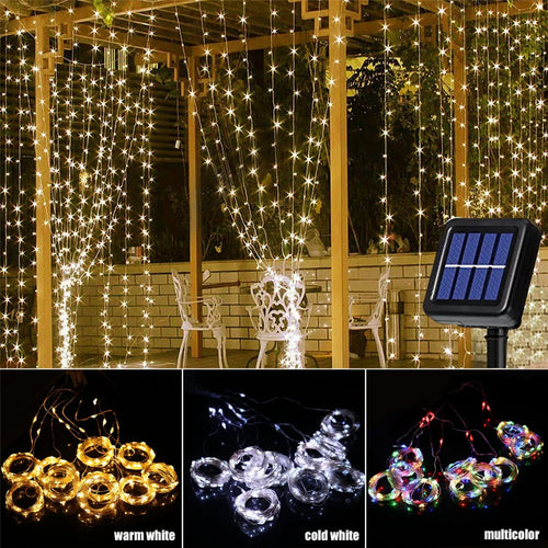 guirlande lumineuse solaire étanche 300 led pour extérieur décoratif - vue 5 sur 9