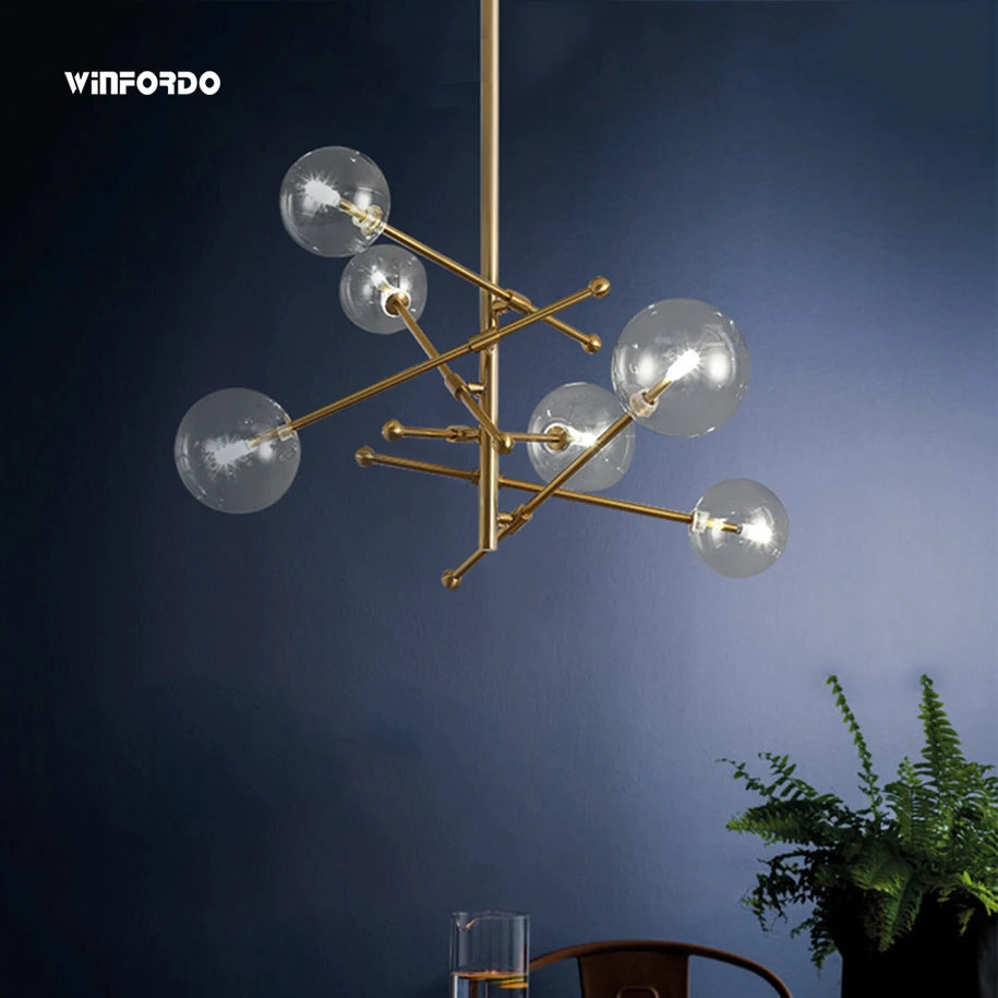 lustre winfordo globe led suspendu avec bulles de verre pour décoration - vue 6 sur 12