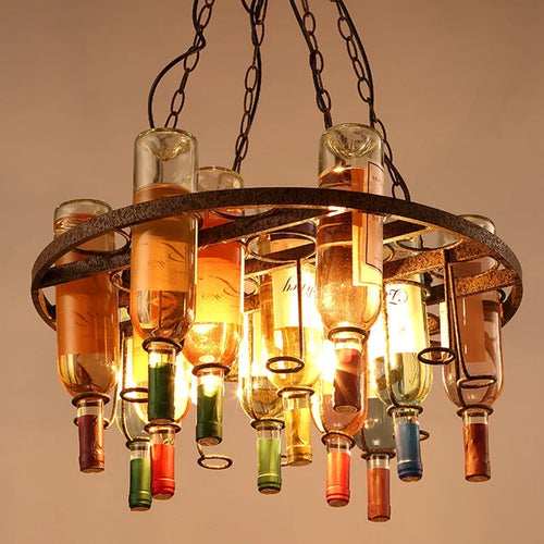 lustre industriel vintage nordique créatif pour bouteille de vin - vue 2 sur 10