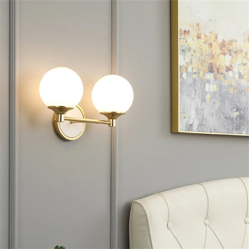 applique murale moderne en verre style nordique double tête - vue 6 sur 8