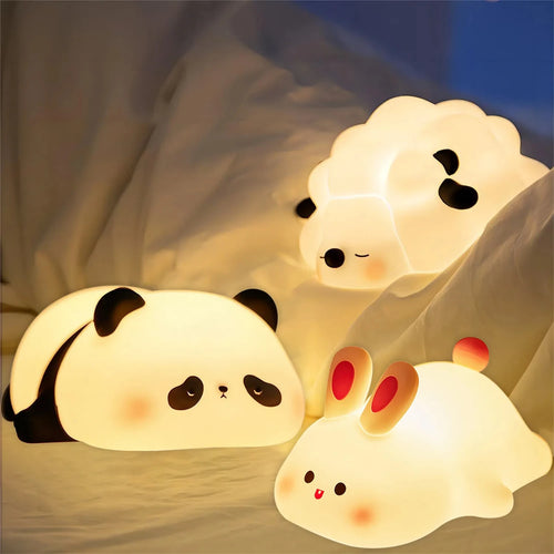 veilleuse led rechargeable usb en silicone animaux de bande dessinée - vue 2 sur 11