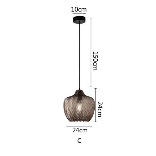Suspension nordiques en verre ambre lampe suspendue Luminaires de cuisine E27 Restaurant chambre chevet décor lampe Luminaires - vue 13 sur 14