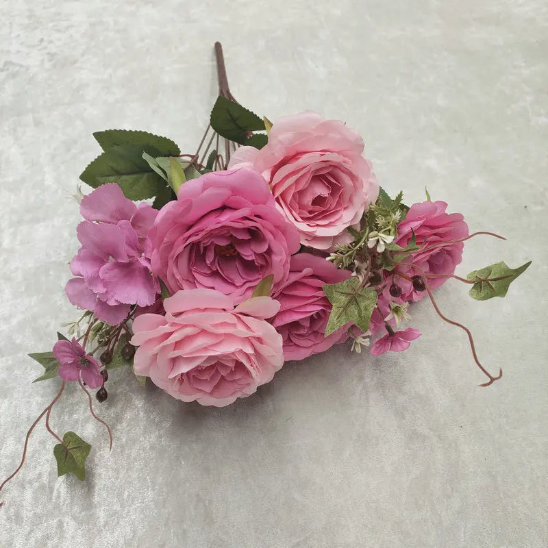 bouquet de roses en soie pour décoration de mariage et jardin - vue 14 sur 15