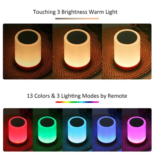 Touch Bedside Light, Bedroom Night Light, Dimmable Desk Light, Remote Control 13 Color Changing Light, Timed Shutdown, USB Charg - vue 3 sur 6