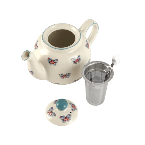 Théière céramique motif papillons animaux avec infuseur - vue 6 sur 5
