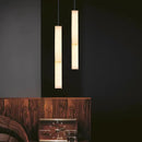 lustre en marbre naturel et laiton noir avec cordon réglable