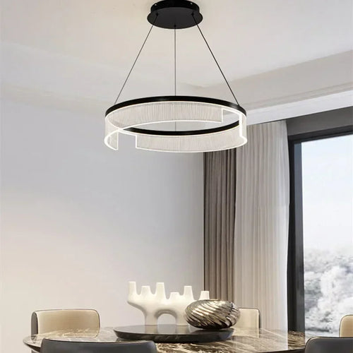 Lustre LED anneaux suspendu au design nordique moderne - vue 3 sur 21