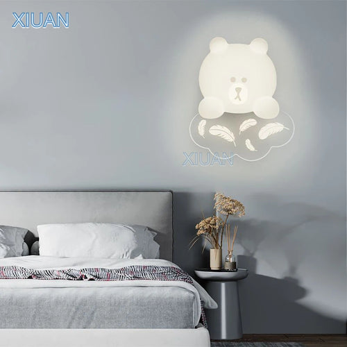 applique murale ours blanc lumière étoile lune pour enfants - vue 2 sur 9