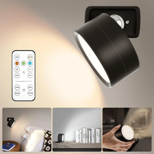 applique murale led rechargeable avec télécommande tactile rotative à 360°