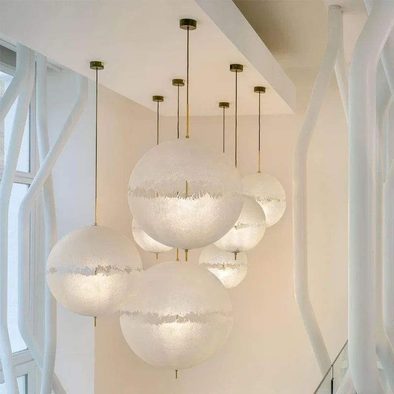 Suspension Italien Designer Lune LED pour Escalier Salon Chevet Bar En Fiber De Verre Décor À La Maison Éclairage - vue 3 sur 13