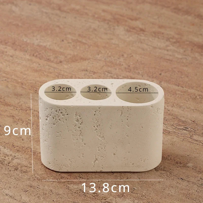 accessoires de salle de bain en grès pour rangement et décoration - vue 8 sur 12