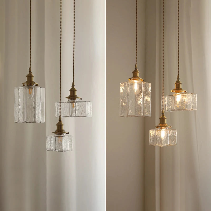 lustre japonais en verre minimaliste moderne avec éclairage led - vue 6 sur 9